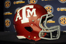 July 17, 2012; Hoover, AL, USA;  Texas A&M Aggies helmet sits in front of an SEC backdrop during the 2012 SEC media days event at the Wynfrey Hotel.   Mandatory Credit: Kelly Lambert-US PRESSWIRE