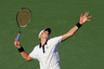 WINSTON-SALEM, NC - AUGUST 24:  John Isner of the USA serves to Jo-Wilfried Tsonga of France during the semifinals of the Winston-Salem Open at Wake Forest University on August 24, 2025 in Winston-Salem, North Carolina.  (Photo by Streeter Lecka/Getty Images)
